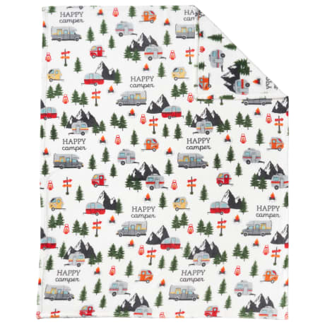 White River™ Home Happy Camper Coral Fleece Throw Blanket