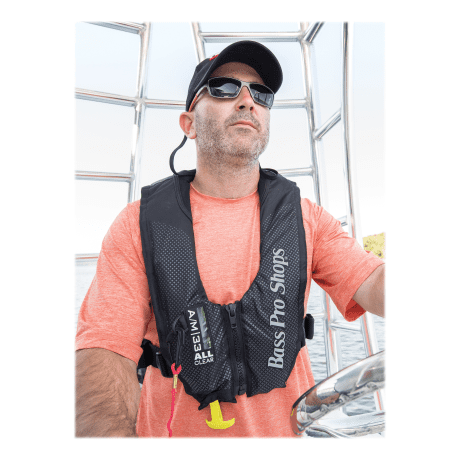 Bass Pro Shops® AM 33 All-Clear™ Auto/Manual-Inflatable Life Vest - Black - In the Field