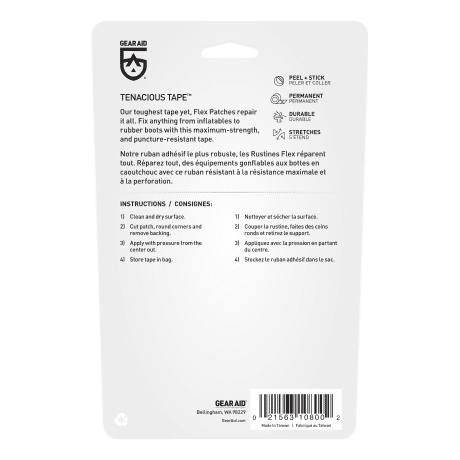 Gear Aid® Tenacious Tape Flex Patches - Packaging Back View