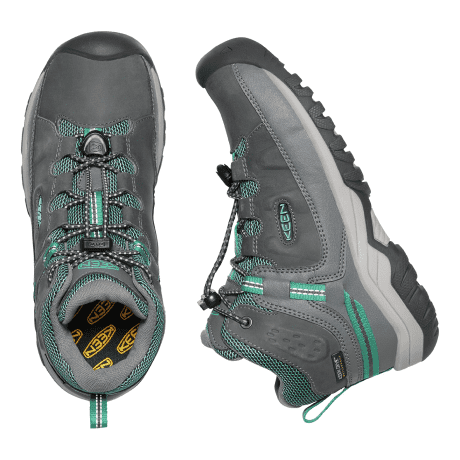 KEEN® Youth Targhee Mid Waterproof Hiker - Grey/Porcelain - top