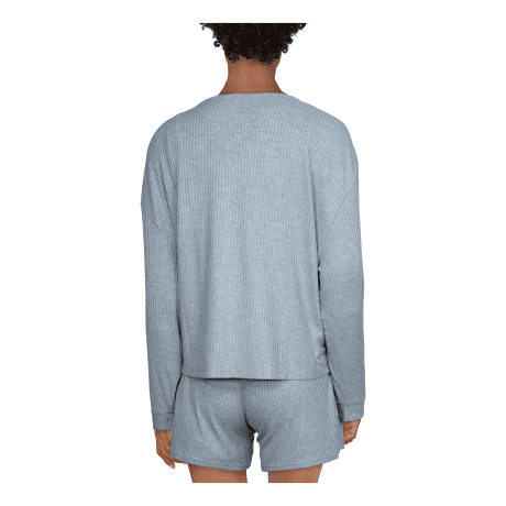 Natural Reflections® Women’s Rib-Knit Long-Sleeve Henley - Blue Heather - back