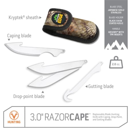 Outdoor Edge® 3.0” RazorCape Replaceable Blade Caping Knife 