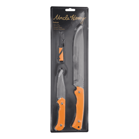 Uncle Henry 3 Piece Bowie and Skinner Fixed Blade Knife Set with Fire Starter