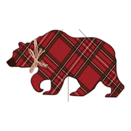 Sunset Vista Plaid Bear Door Greeter