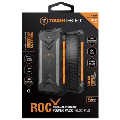 ToughTested® ROC Waterproof 10,000mAh Solar Wireless Charger