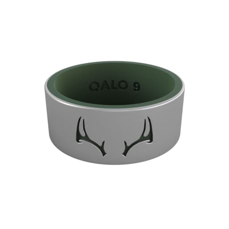 QALO Men’s Silver and Pine Green Stag Strata Silicone Ring