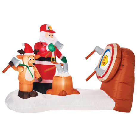 Bass Pro Shops® Animated Axe-Throwing Santa and Reindeer Inflatable