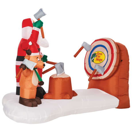 Bass Pro Shops® Animated Axe-Throwing Santa and Reindeer Inflatable