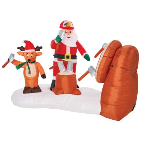 Bass Pro Shops® Animated Axe-Throwing Santa and Reindeer Inflatable