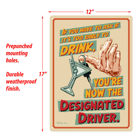 River's Edge® Designated Driver Tin Sign