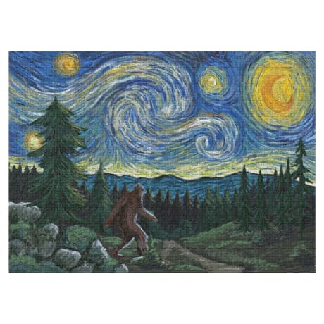 Lantern Press® Bigfoot Starry Night 1,000-Piece Jigsaw Puzzle