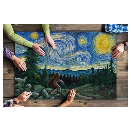 Lantern Press® Bigfoot Starry Night 1,000-Piece Jigsaw Puzzle
