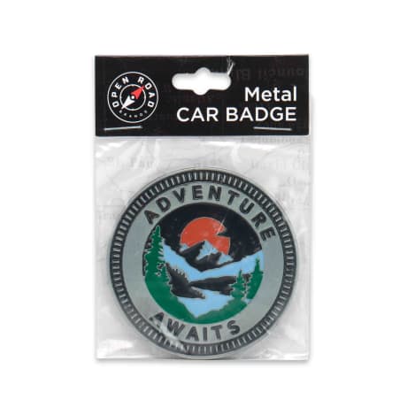 Open Road's Adventure Awaits Scenic Adhesive Metal Car Emblem