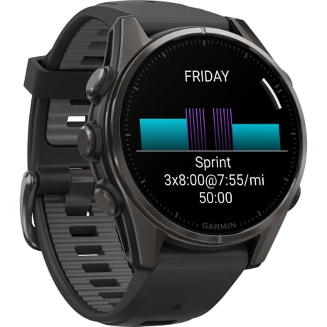 Garmin fēnix® 8 – 43mm AMOLED Sapphire Carbon Gray DLC Titanium with Black/Pebble Gray Silicone Band