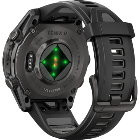 Garmin fēnix® 8 – 43mm AMOLED Sapphire Carbon Gray DLC Titanium with Black/Pebble Gray Silicone Band