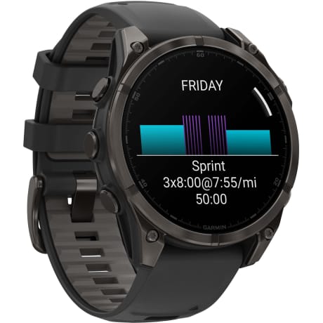 Garmin fēnix® 8 – 47mm AMOLED Sapphire Carbon Gray DLC Titanium with Black/Pebble Gray Silicone Band