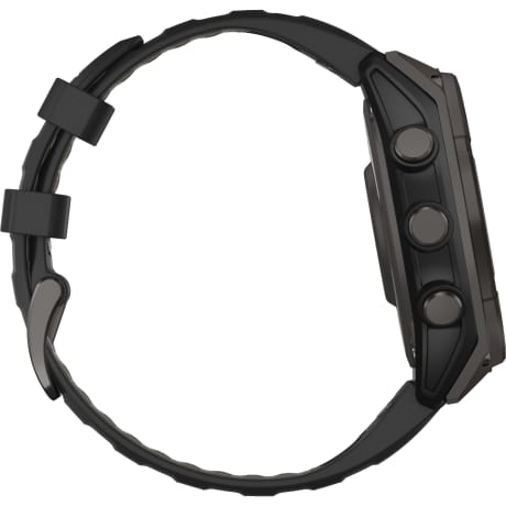 Garmin fēnix® 8 – 47mm Solar Sapphire Carbon Gray DLC Titanium with Black/Pebble Gray Silicone Band