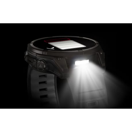 Garmin fēnix® 8 – 47mm Solar Sapphire Carbon Gray DLC Titanium with Black/Pebble Gray Silicone Band