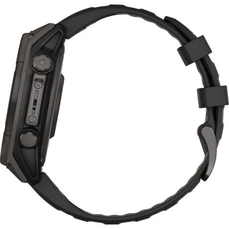 Garmin fēnix® 8 – 47mm Solar Sapphire Carbon Gray DLC Titanium with Black/Pebble Gray Silicone Band
