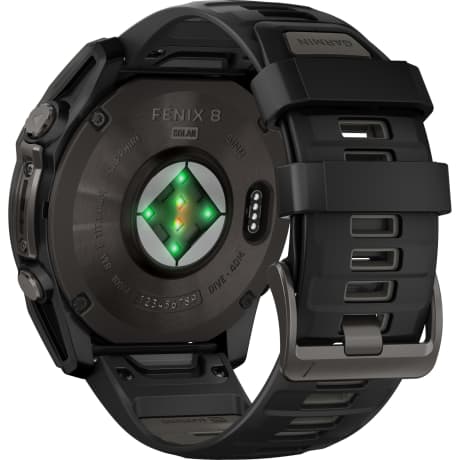 Garmin fēnix® 8 – 51mm Solar Sapphire Carbon Gray DLC Titanium with Black/Pebble Gray Silicone Band