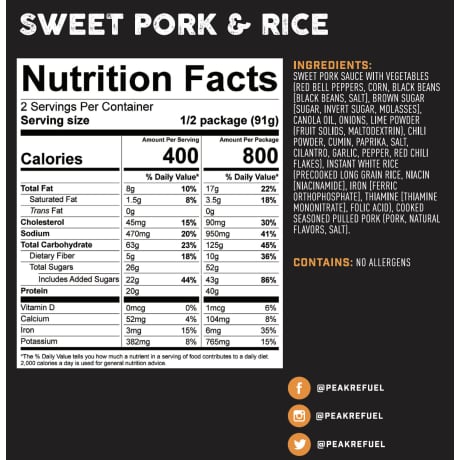 Peak Refuel® Freeze-Dried Sweet Pork and Rice
