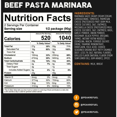 Peak Refuel® Beef Pasta Marinara