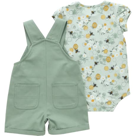 Carhartt® Infant Girls’ 2-Piece Short Sleeve Bee Bodysuit & Canvas Shortall Set