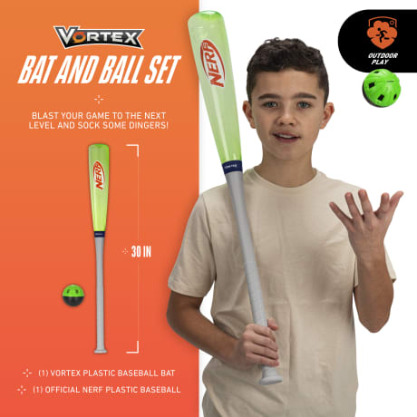 NERF® 30" Vortex Baseball Bat and Ball Set