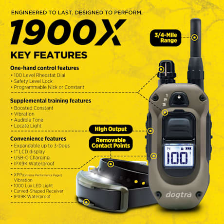Dogtra® 1900X 1-Dog Unit E-Collar Remote Training System