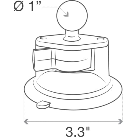 RAM® Twist-Lock™ 3.3” Suction Cup Base with Ball