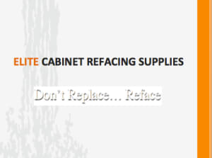 ELITE CABINET REFACING SUPPLIES – logo white (A Timeless Dream Kitchen that withstand the test of time and trends….)