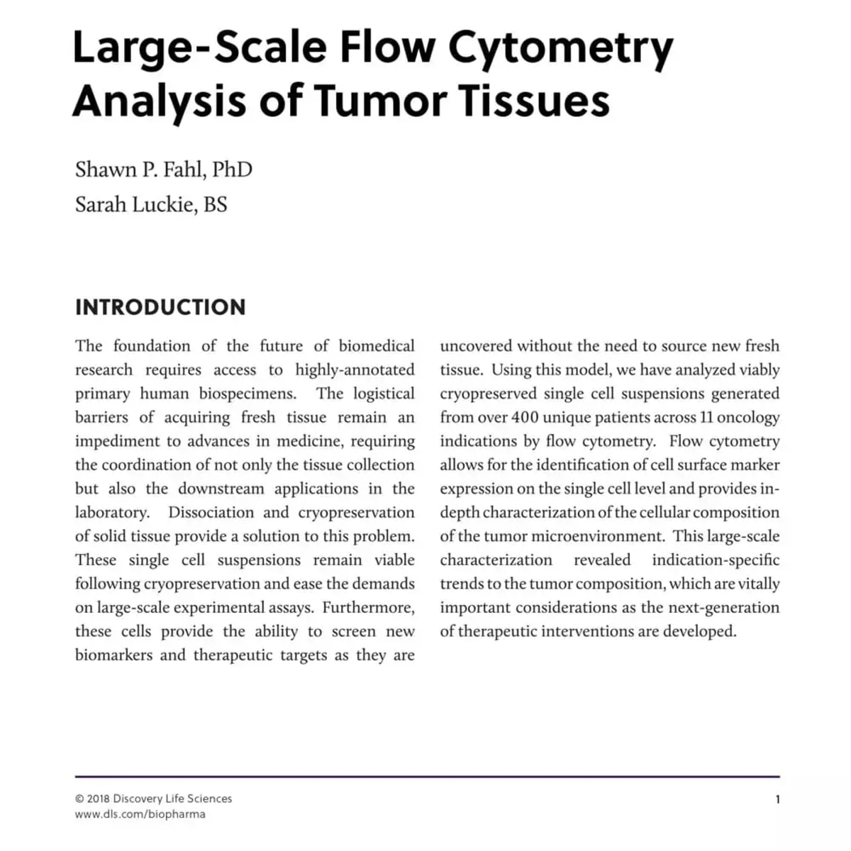 Large-Scale Flow Cytometry Analysis Of Tumor Tissues