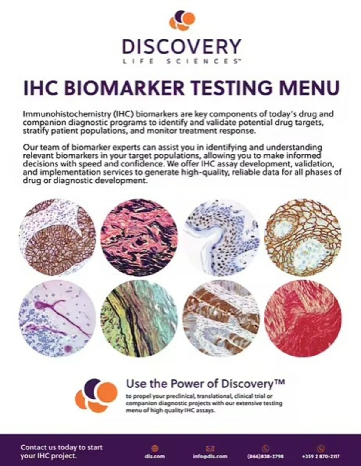 IHC Biomarker Testing Menu
