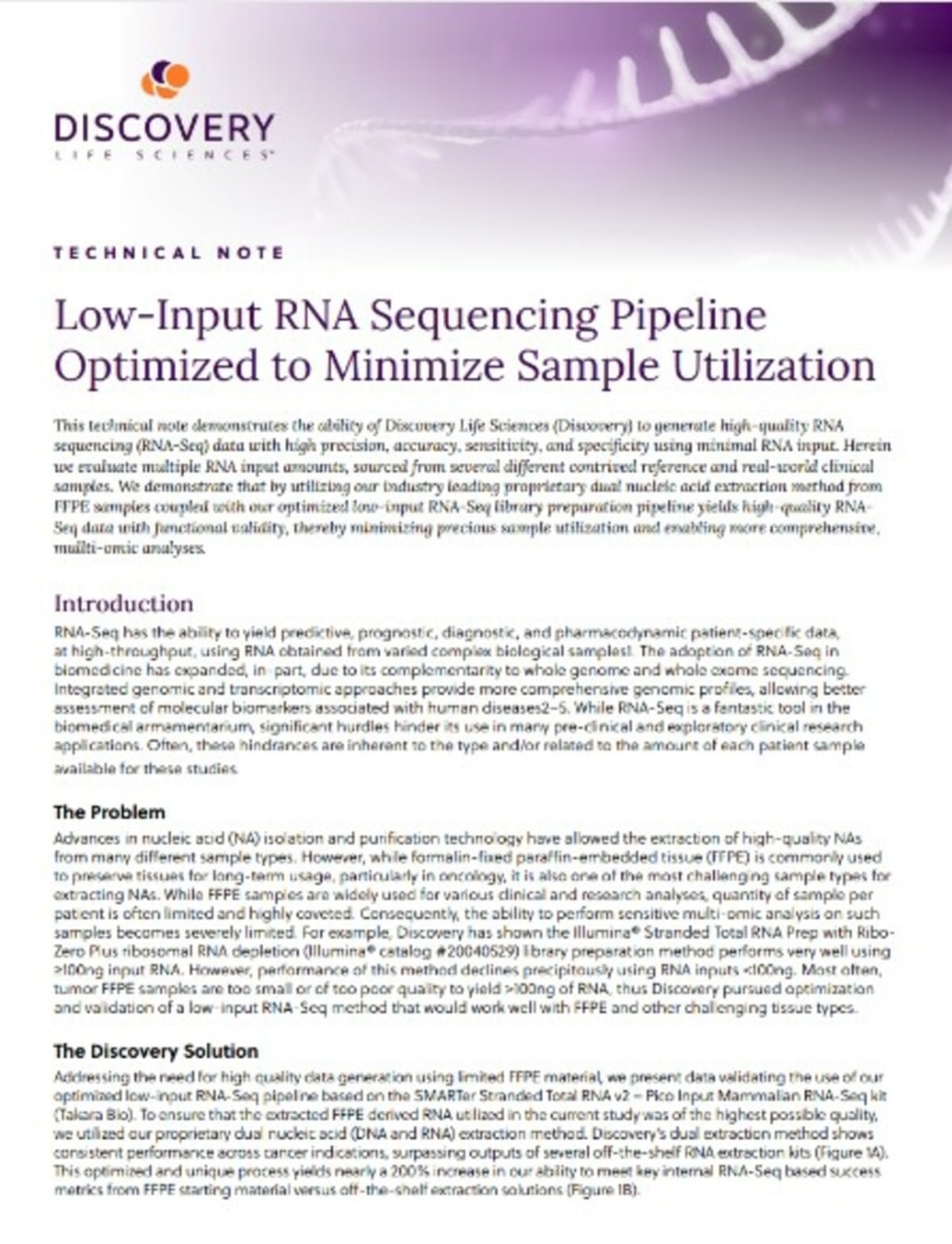 Low-Input RNA Sequencing Pipeline Optimized to Minimize Sample Utilization