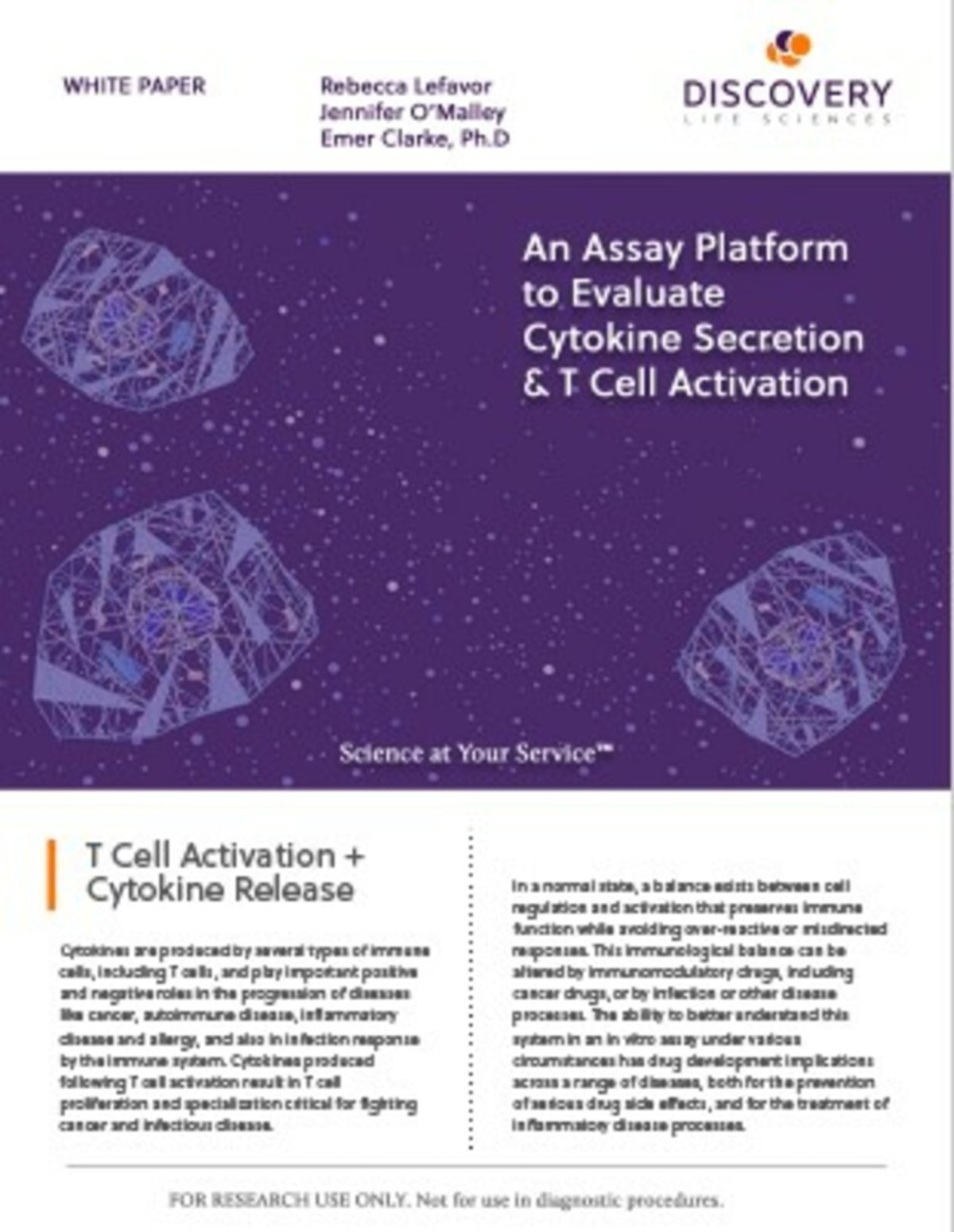 An Assay Platform to Evaluate Cytokine Secretion & T Cell Activation