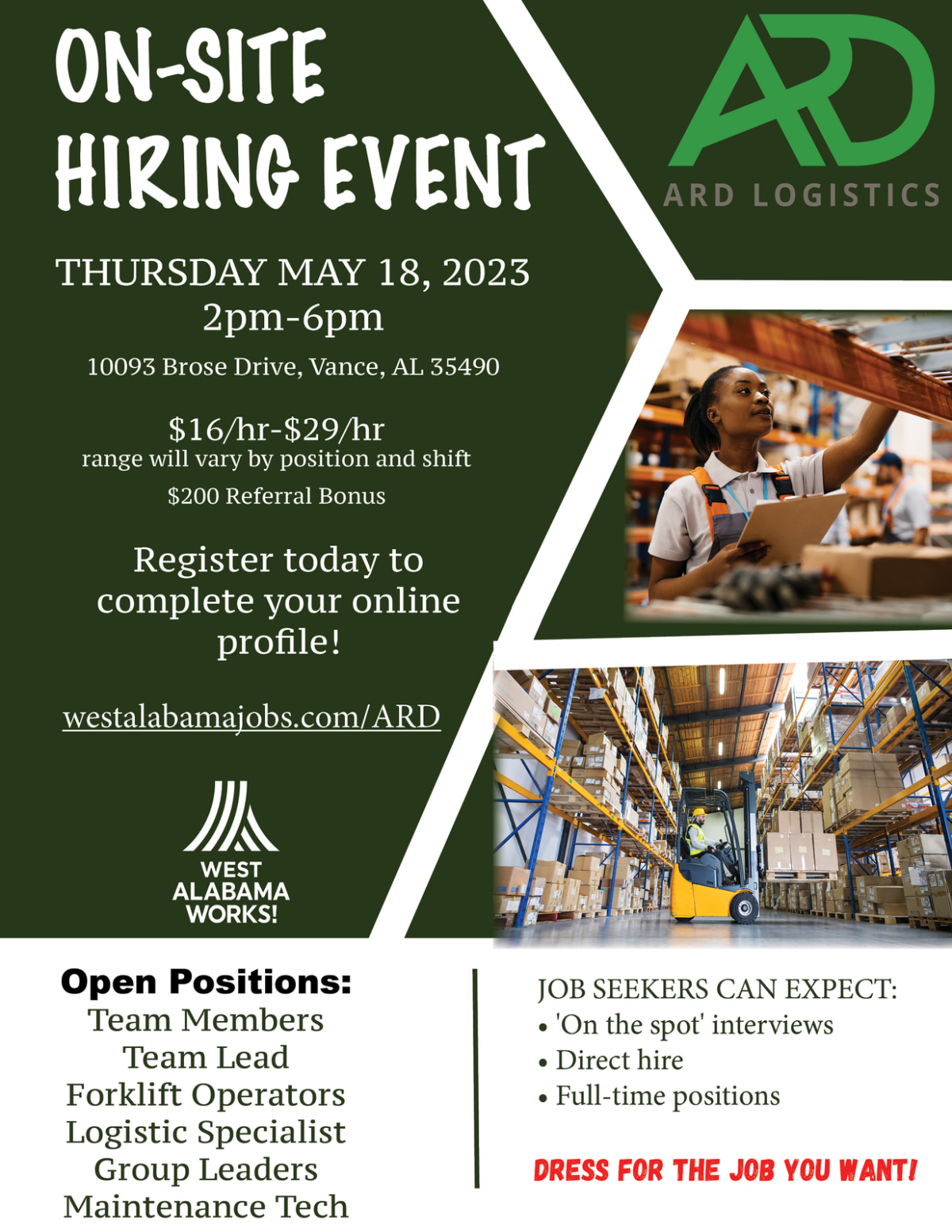 ARD Logistics to Host Onsite Hiring Event for Immediate Job Openings