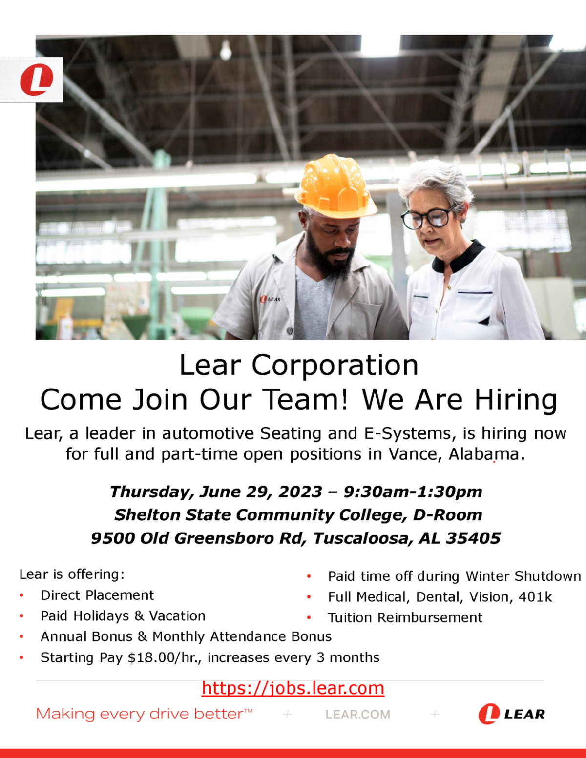 Lear to host employment opportunity at Shelton State Community College