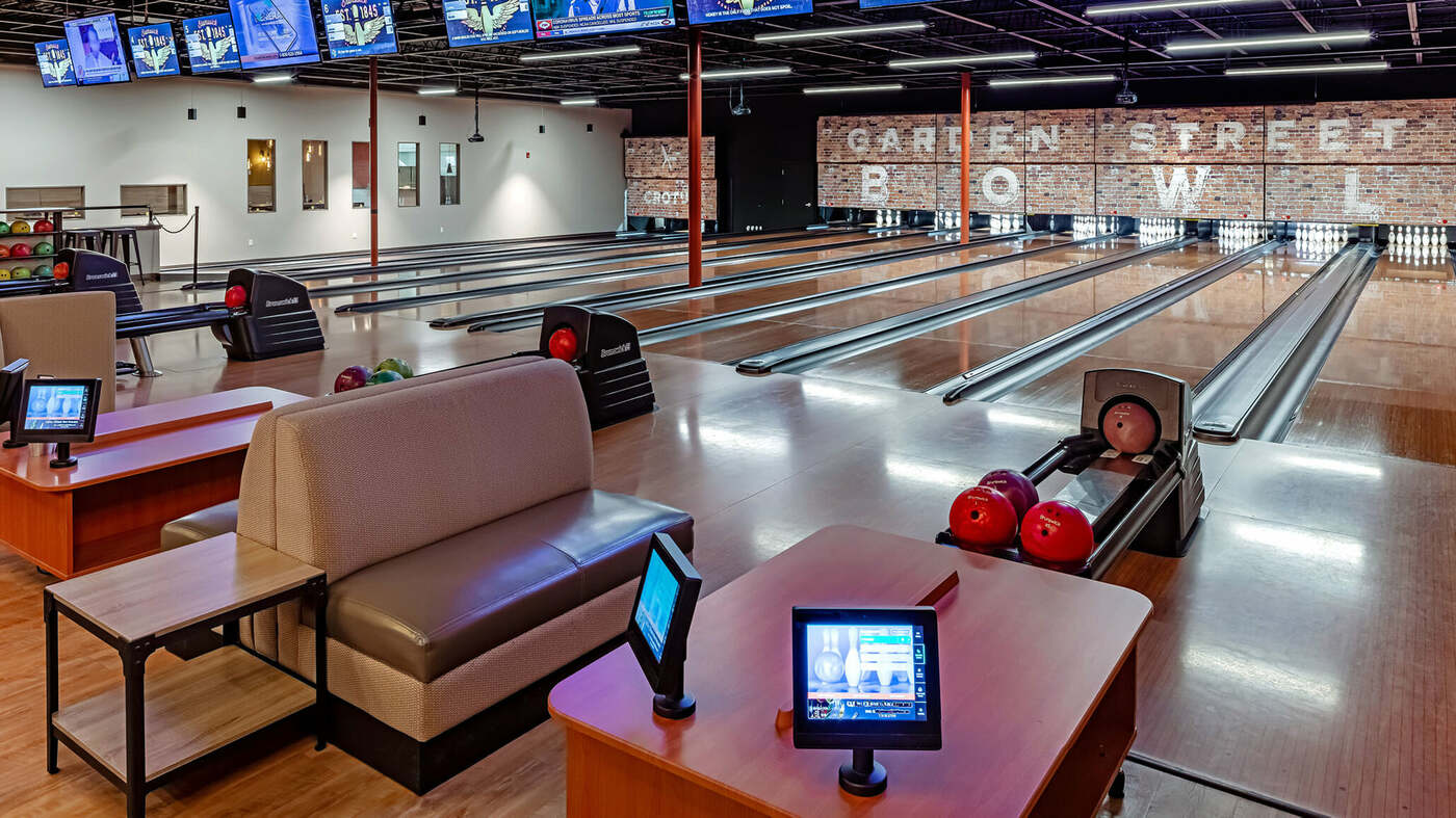  Interior of Garden Street Bowl, a bowling alley in Oxford, AL. 