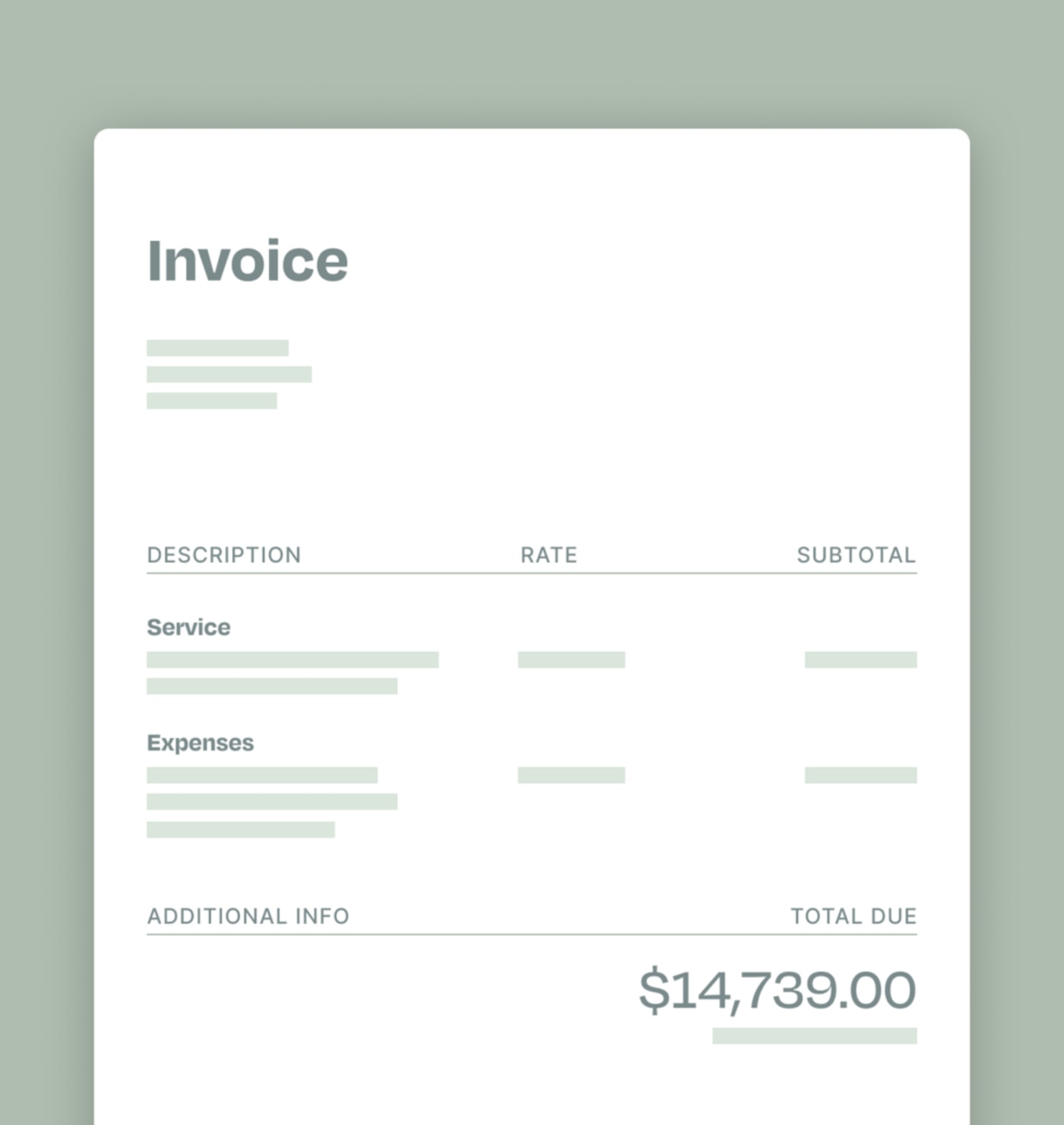 Graphic showing a mocked up invoice