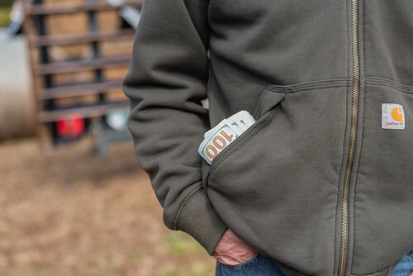 Cash in a jacket pocket