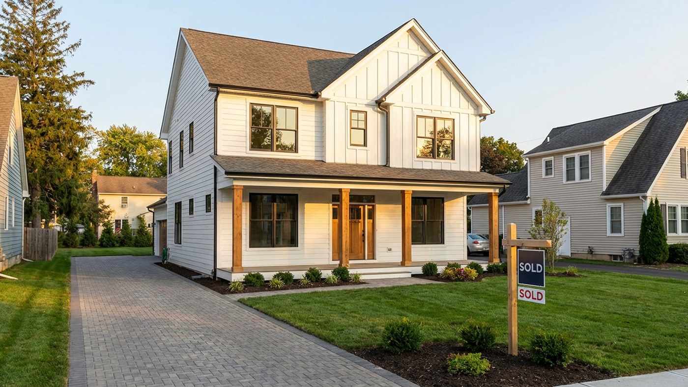 White traditional house for sale