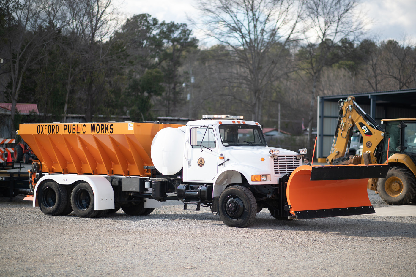  Oxford Public Works orange and white big truck 