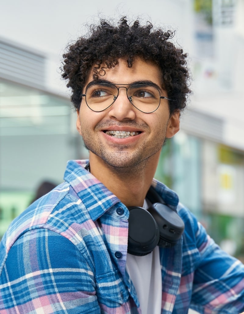 smiling boy with braces