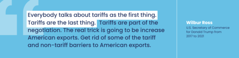 Cita de Wilbur Ross, secretario de Comercio de EE. UU. bajo el gobierno de Donald Trump de 2017 a 2021: