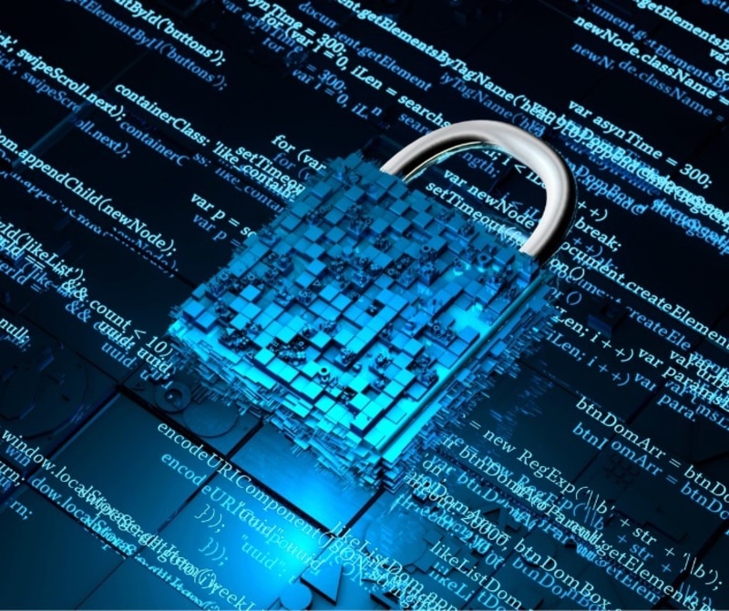 Lock shown on top of computer code