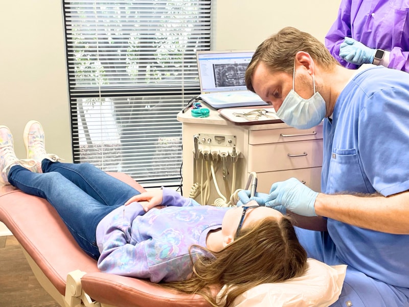 Pediatric patient during orthodontic appointment