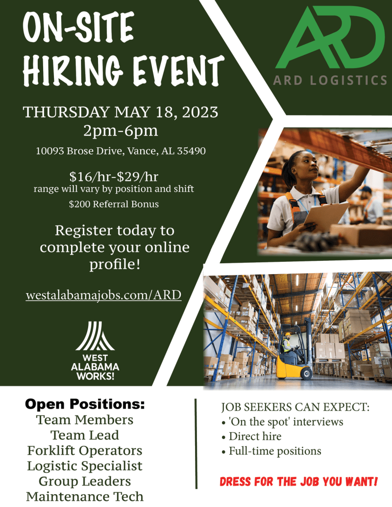 ARD Logistics to Host Onsite Hiring Event for Immediate Job Openings