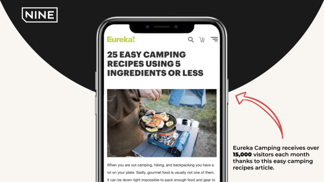 Mobile view of a website by Eureka