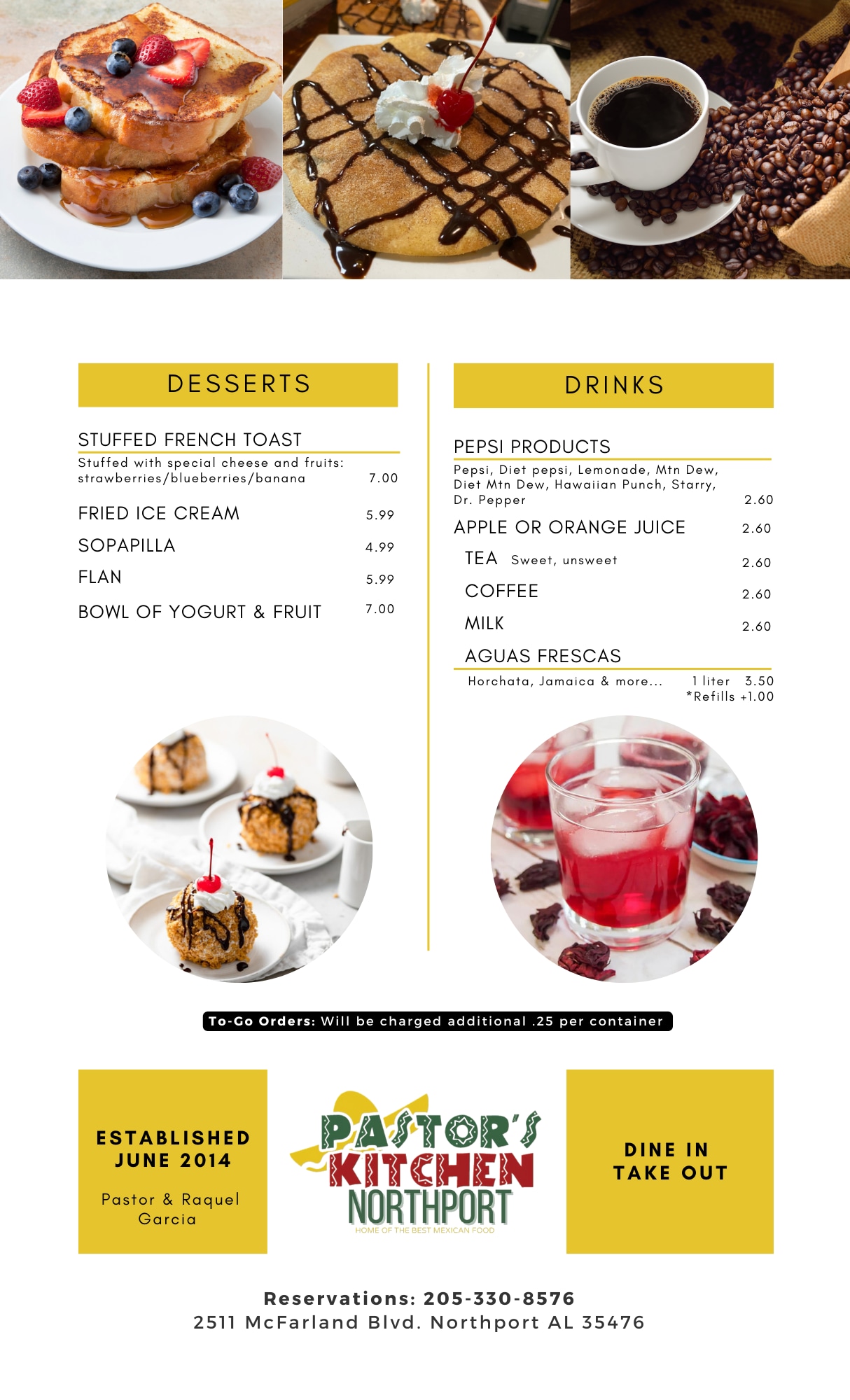 Menu Pastor's Kitchen