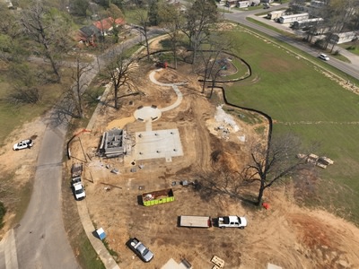 Aerial photo of a park under construction